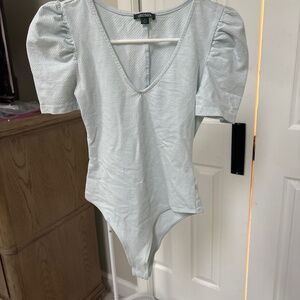 Light blue puff sleeve bodysuit